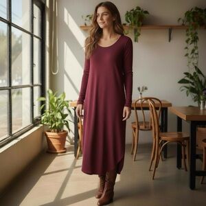 Bryn Walker Midi Knit Dress Women’s Size S Longer Length Burgundy Wine